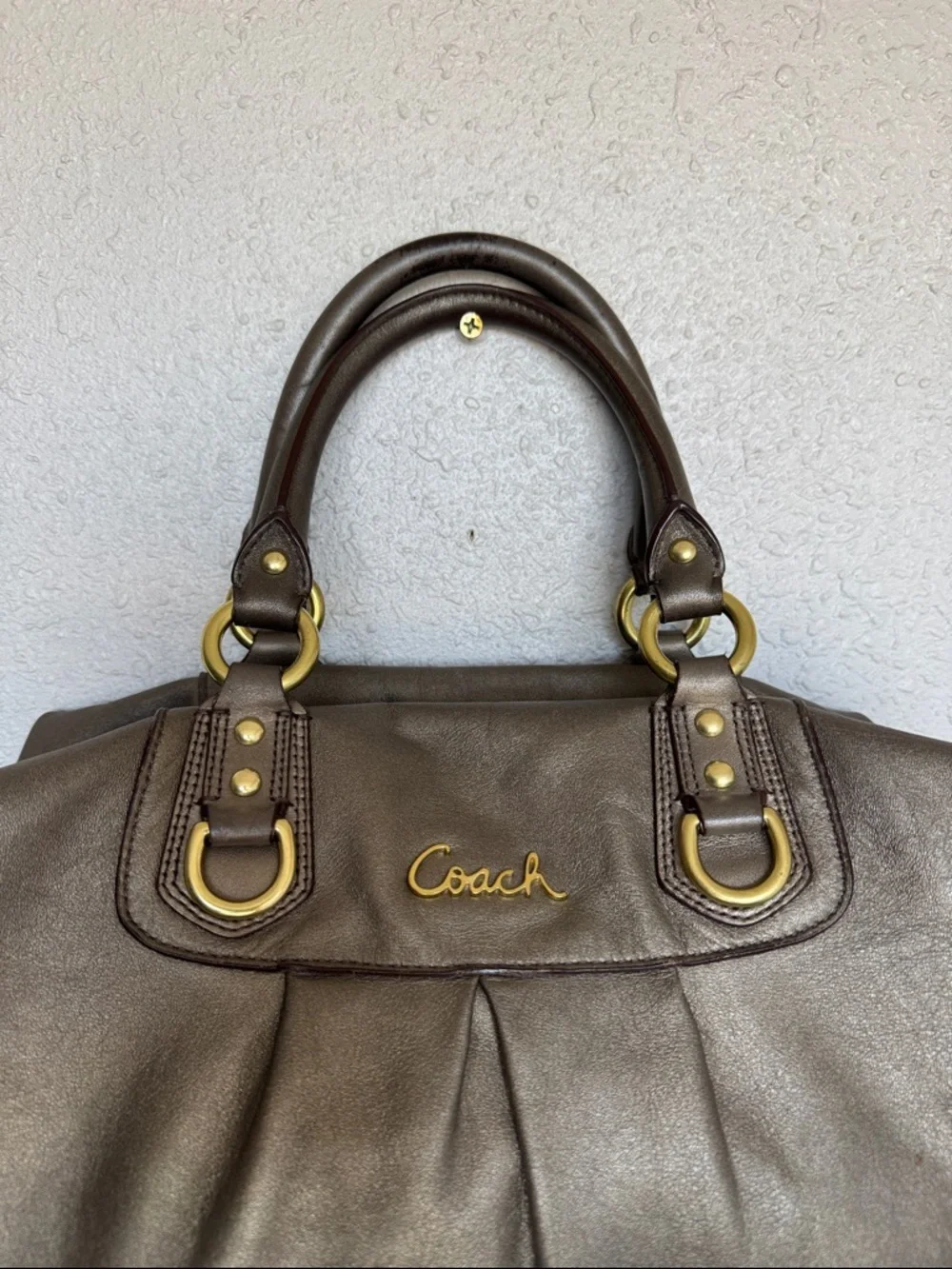 COACH Ashley Metallic Leather Bag Gold Hardware
